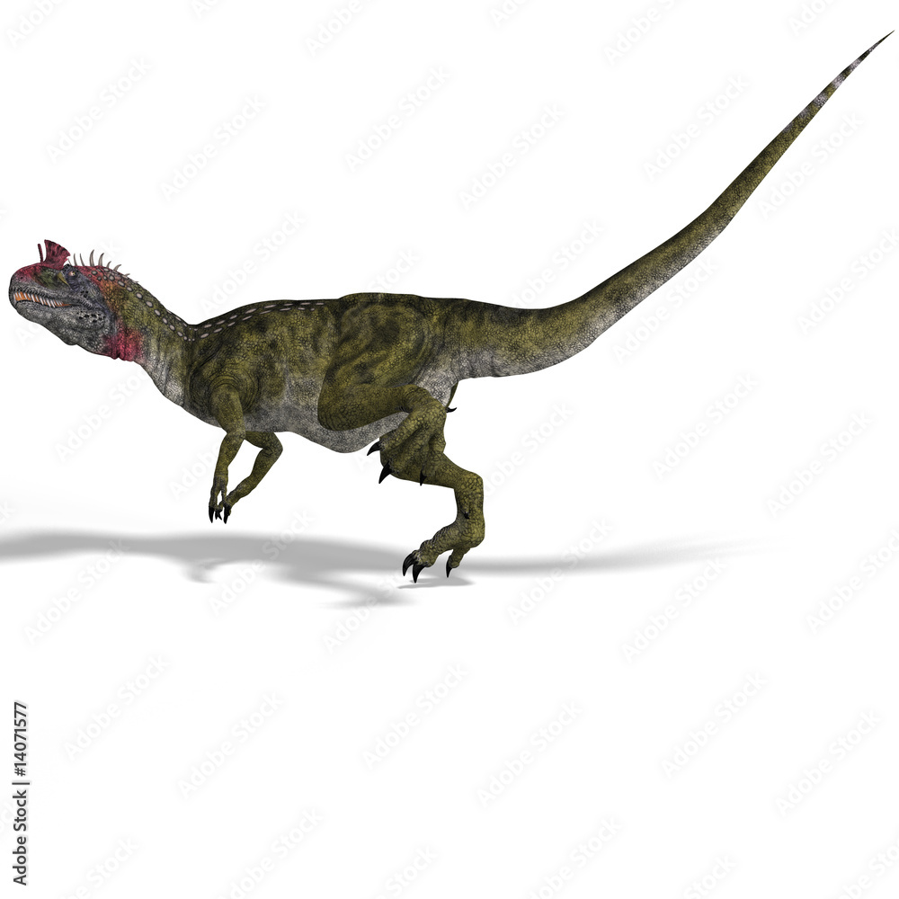 frightening dinosaur cryolophosaurus With Clipping Path over whi frightening dinosaur cryolophosaurus With Clipping Path over whi