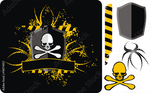 skull yellow - black