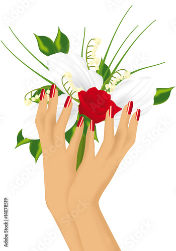 mani con fiori