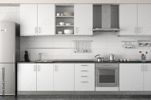interior design of modern white kitchen