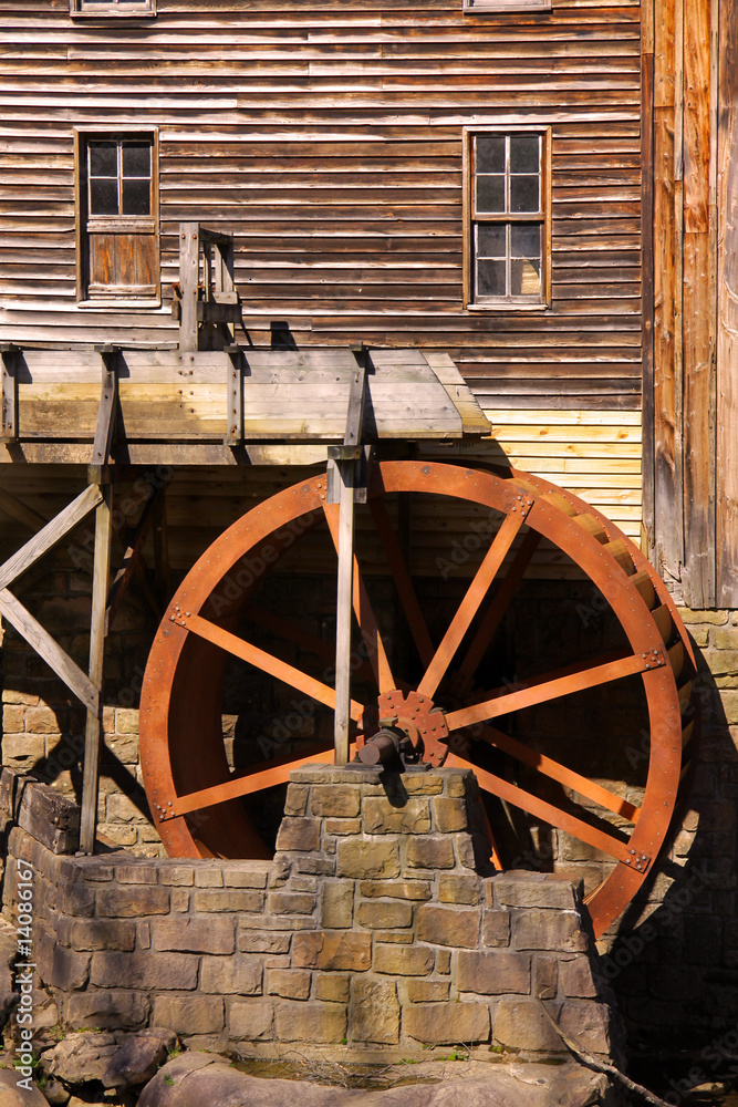 Rustic Wheel On Water Mill