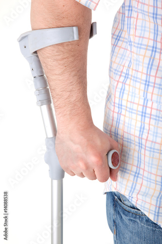 man walking with a crutch Fototapeta