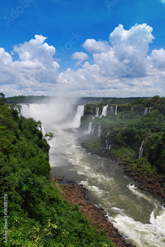 Looking up into the devils throat waterfall Iguazu