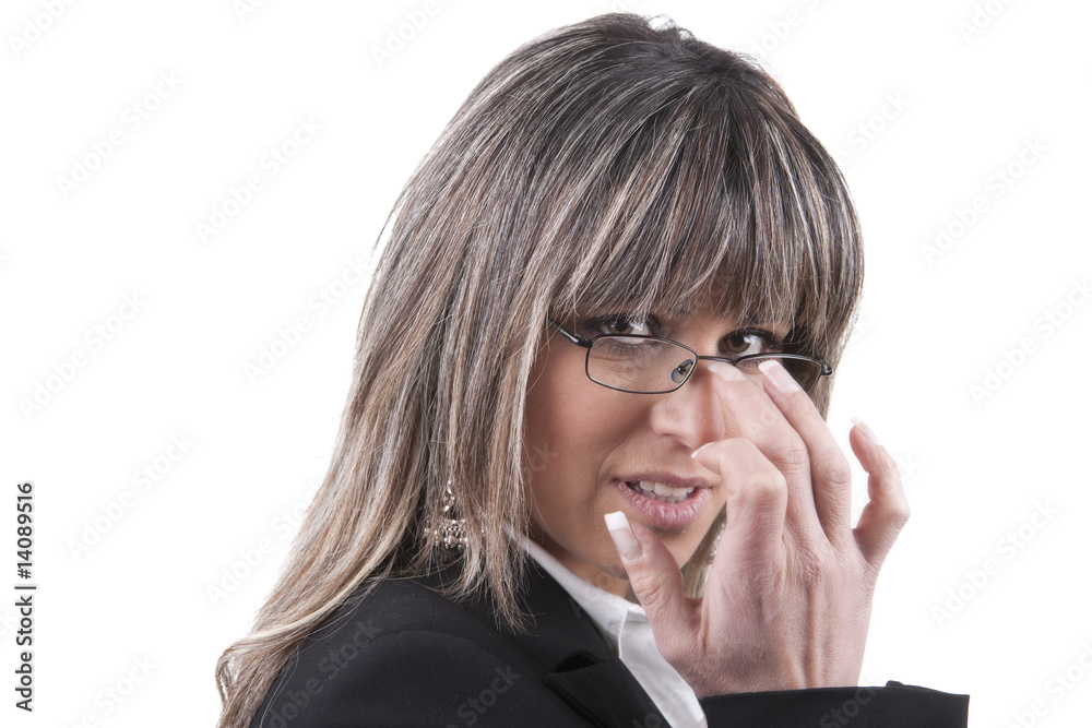 businesswoman holding glasses with the hand