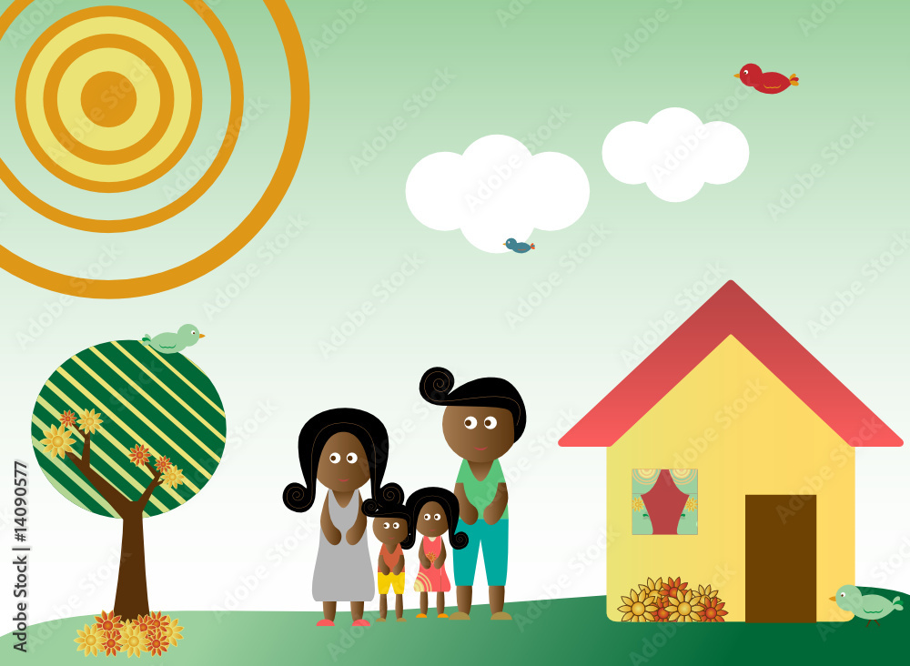 Retro style african american family