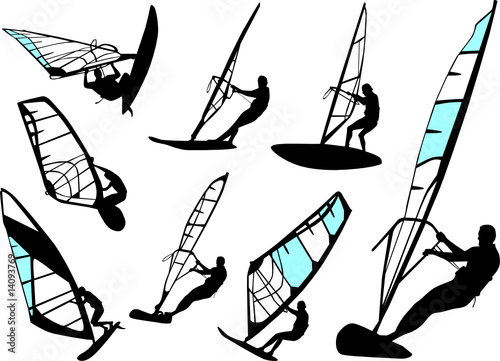 windsurfing - vector set #14093769