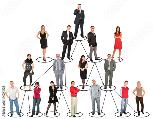 different people taking diverse positions and levels collage. photo