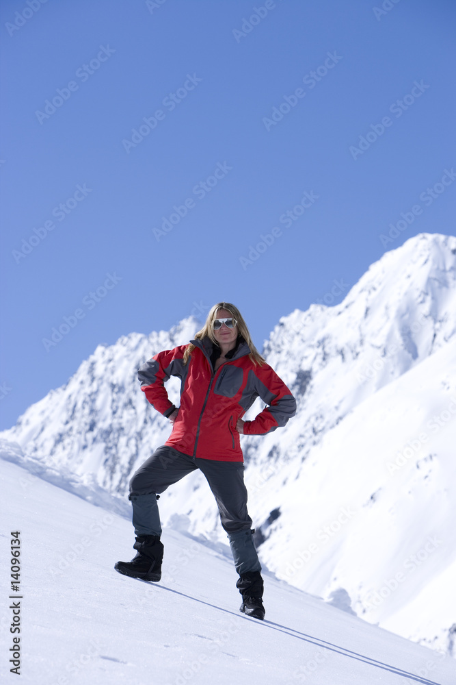 Frau, Winter, Berge