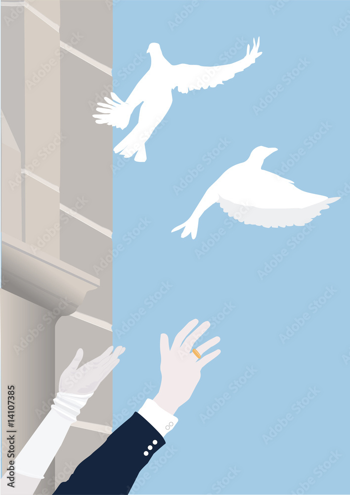 Hochzeit Taubenflug Stock Vector Adobe Stock