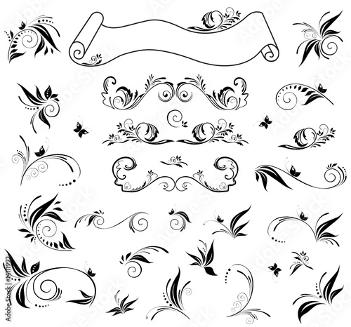 Set of vintage black elements