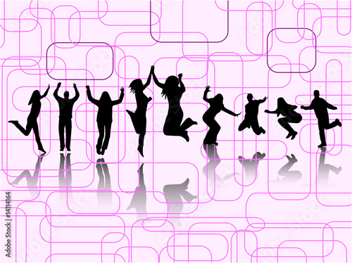 Illustration of people jumping