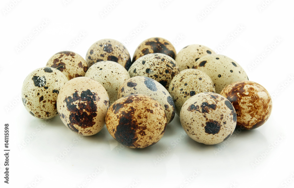 Group of Raw Quail Eggs Isolated on White Group of Raw Quail Eggs Isolated on White