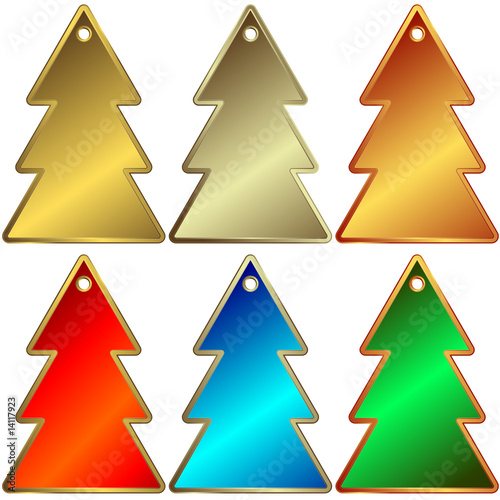 Set of metallic a charms in the form of fur-trees