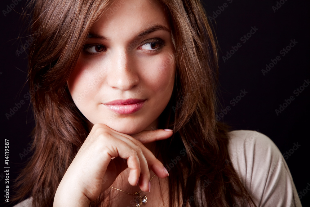 One pensive elegant beautiful woman