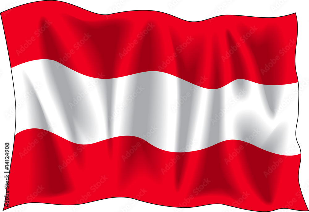Fototapeta premium Waving flag of Austria isolated on white