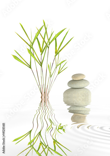 Spa Stones and Bamboo Leaf Grass