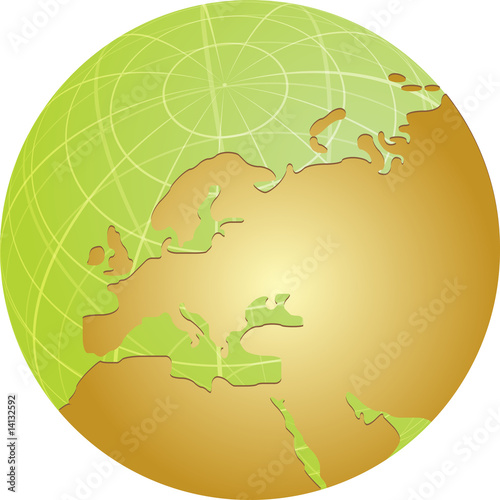 Map of Eurpe on globe  illustration photo