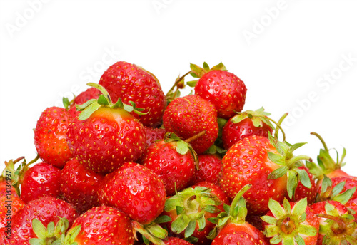 Red strawberries isolated on the white background