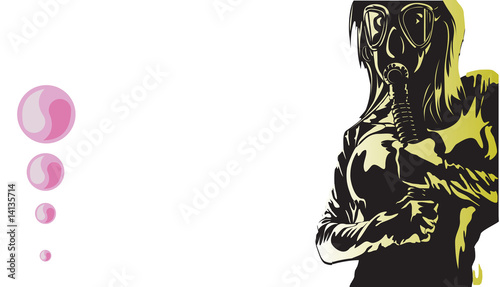 The vector girl in a gas mask
