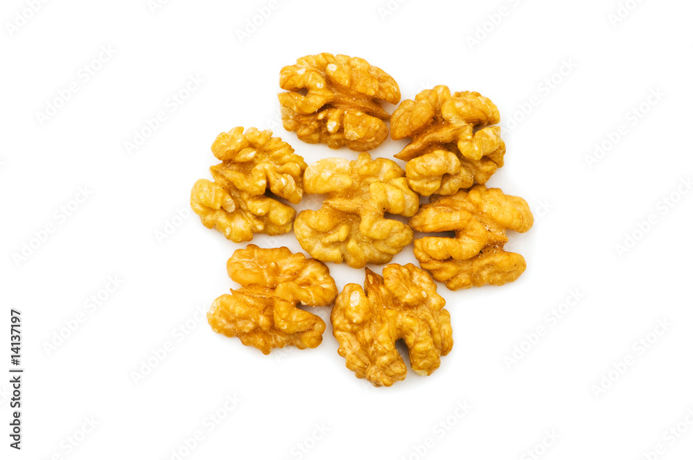 Fresh walnut nuts isolated on the white Fresh walnut nuts isolated on the white