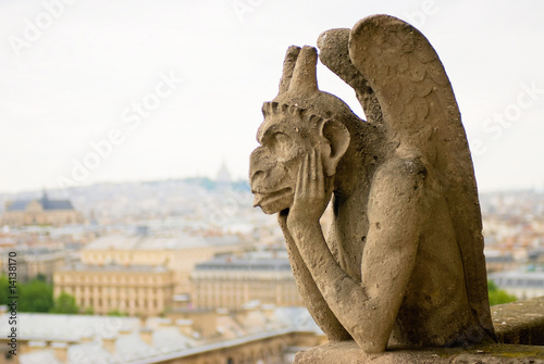 Chimera on Notre Dame Cathedral. Paris.