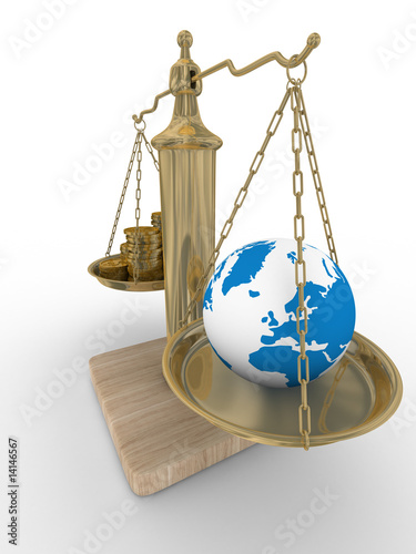 Cashes and the globe on wei...