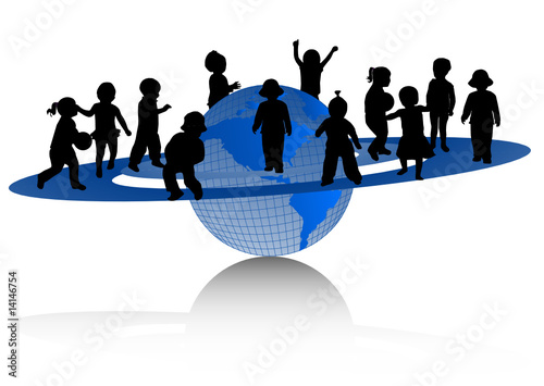 Illustration of children and world