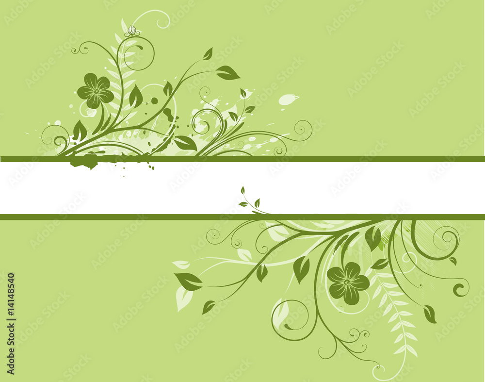 Vector illustration of green Floral Decorative banner Vector illustration of green Floral Decorative banner