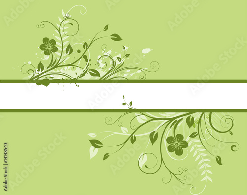 Vector illustration of green Floral Decorative banner
