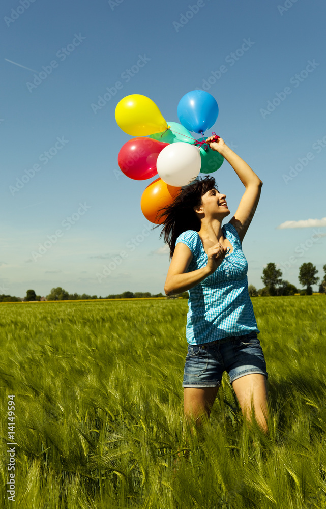 Obraz na plátně rennen mit luftballons