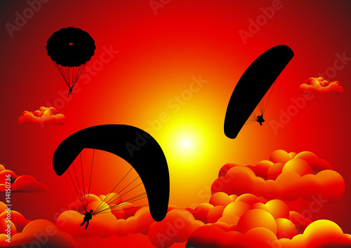Parachute in the sunset