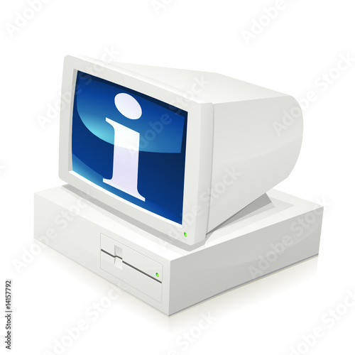 Ordinateur des années 80 et information (reflet)