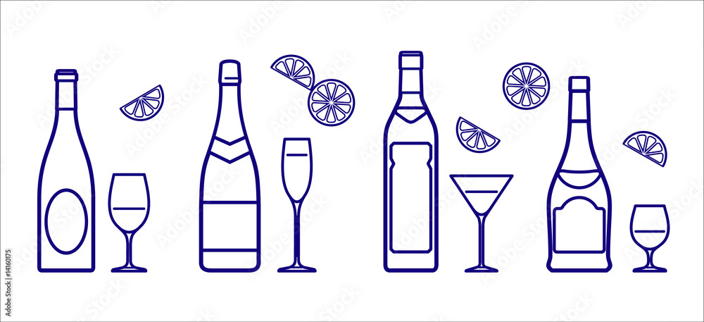 Bottles and glasses (Vector) Bottles and glasses (Vector)