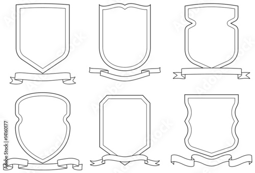Set of vector emblems, crests, shields and scrolls