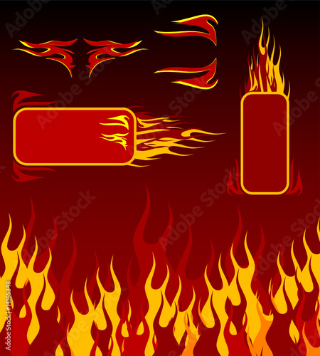 Fire background and banners