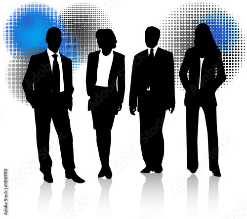 Illustration of business people and abstract