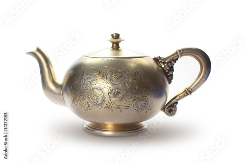 silver antique teapot