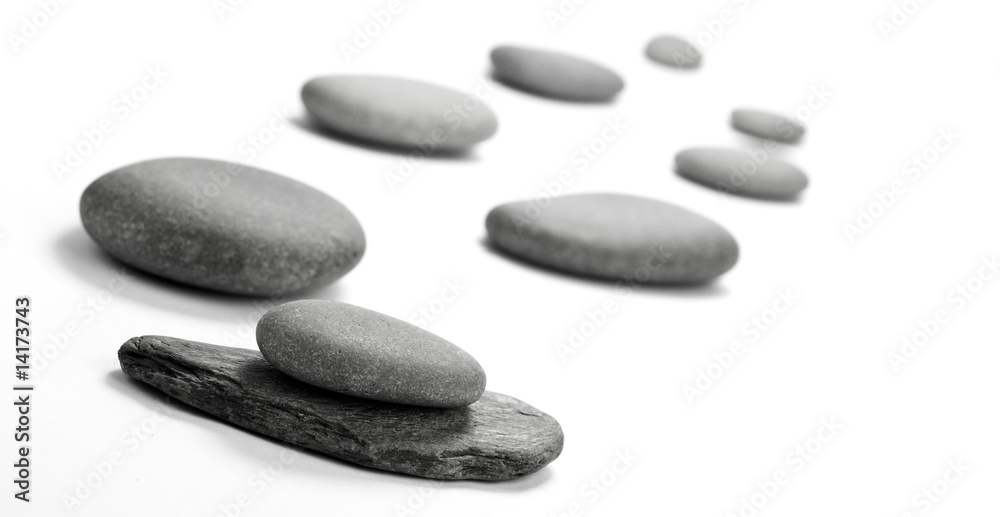 pebble stones in a raw isolated on a white background pebble stones in a raw isolated on a white background