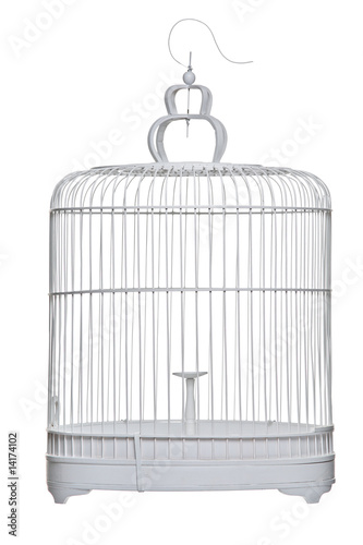 Fototapet A birdcage isolated on a white background