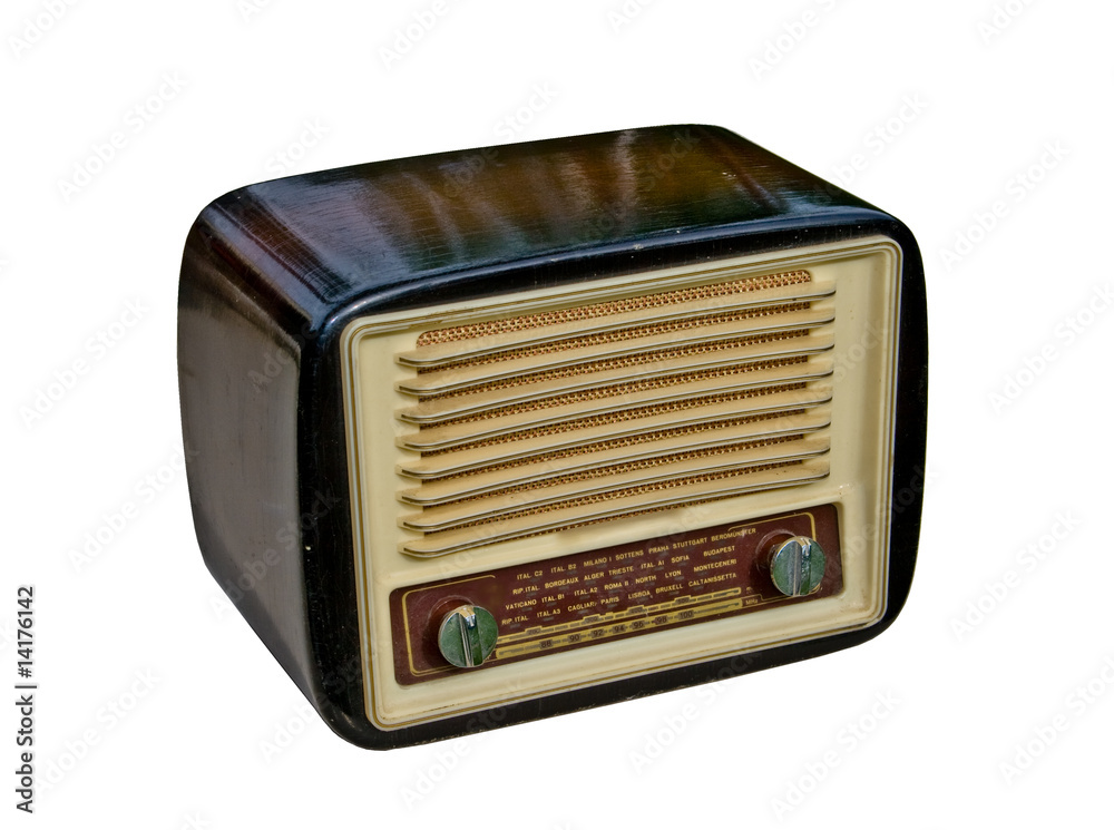 Isolated retro antique radio isolated on white Isolated retro antique radio isolated on white