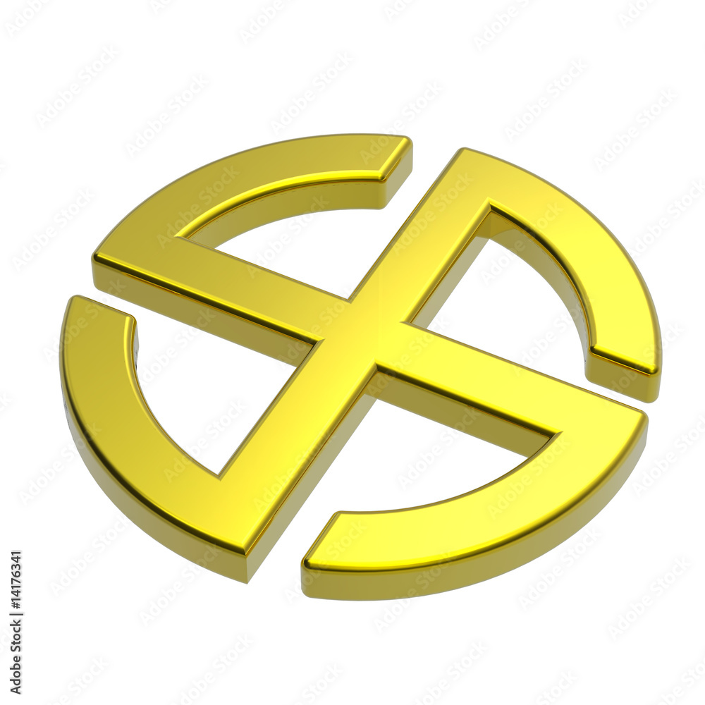 Gold sun cross symbol isolated on the white. Gold sun cross symbol isolated on the white.