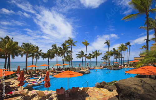 swimming pool on Waikiki beach  Hawaii
