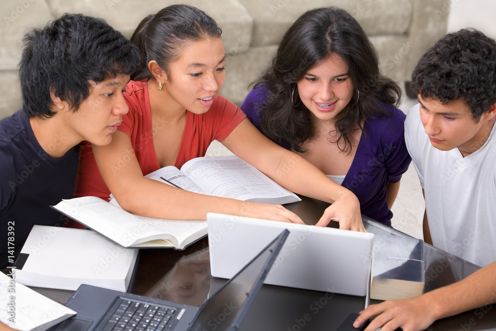 Study group of multi ethnic students Study group of multi ethnic students