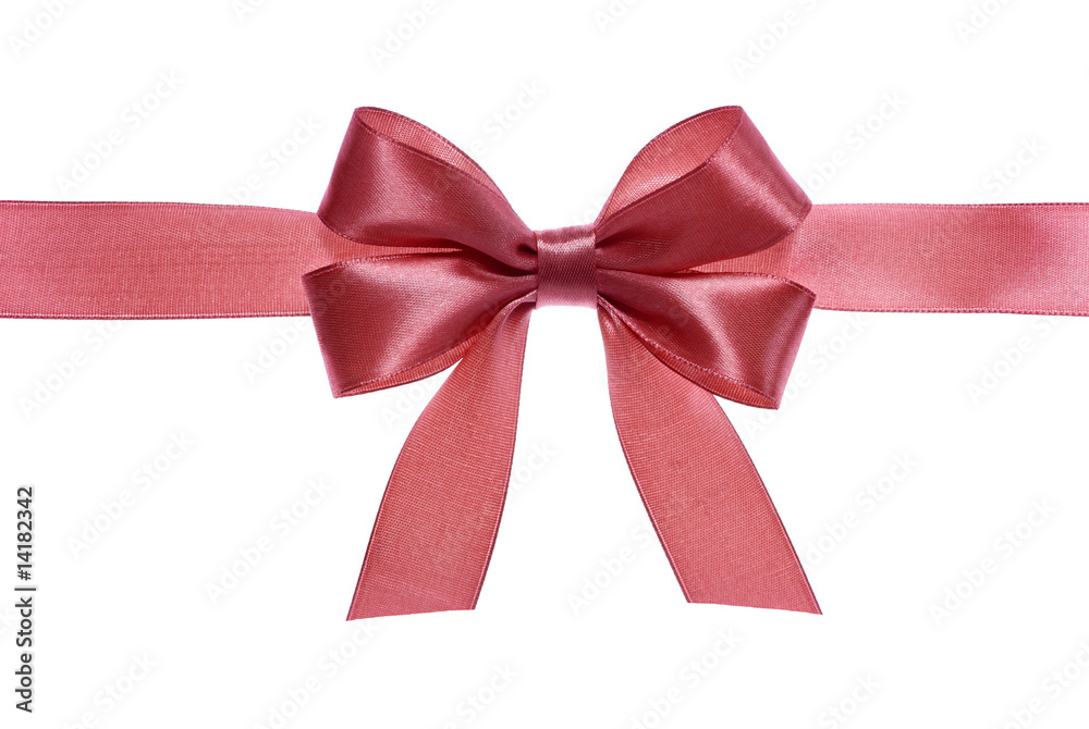 red gift satin ribbon bow on white background red gift satin ribbon bow on white background