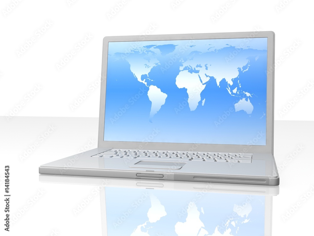 professional Laptop on white background with reflection professional Laptop on white background with reflection