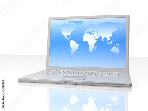 professional Laptop on white background with reflection