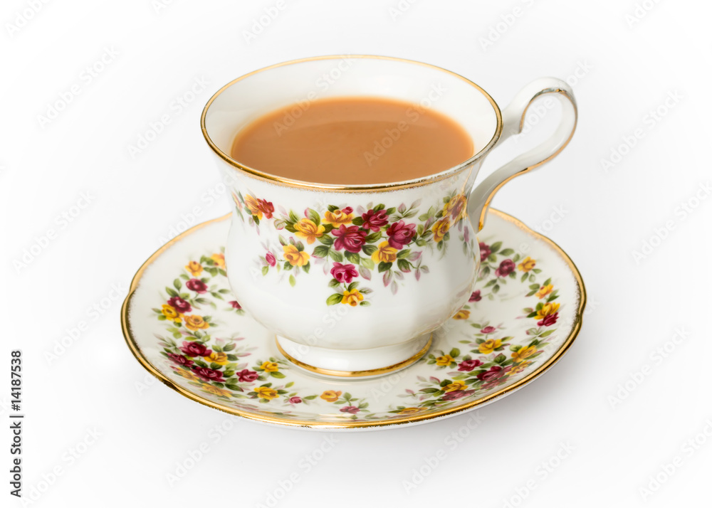 English tea in a bone china cup English tea in a bone china cup