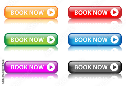 "Book Now" buttons (various colours with reflection)