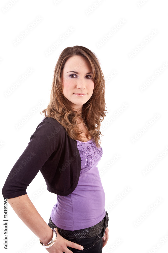Beautiful brunette on white background Beautiful brunette on white background
