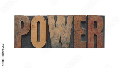 the word 'power' in old wood type
